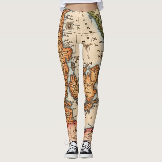Antiek oude kaart geïnspireerd (10) leggings (Voorkant)