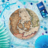 Antiek oude kaart geïnspireerd (10) papieren bordje (Feest)