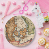 Antiek oude kaart geïnspireerd (10) papieren bordje (Feest)