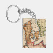 Antiek oude kaart geïnspireerd (10) sleutelhanger (Voorkant Links)