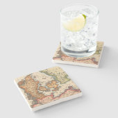 Antiek oude kaart geïnspireerd (10) stenen onderzetter (Zijkant)