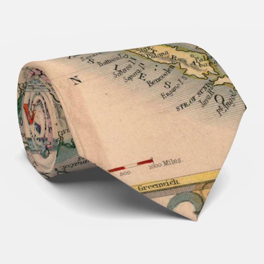 Antiek oude kaart geïnspireerd (11) stropdas (Opgerold)