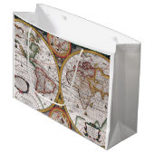 Antiek oude kaart geïnspireerd (12) groot cadeauzakje (Voorkant Gekanteld)