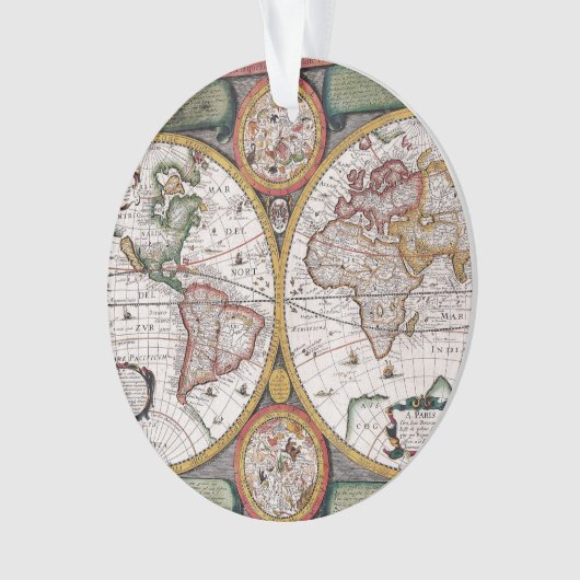 Antiek oude kaart geïnspireerd (12) ornament (voorkant)