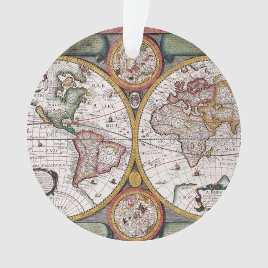 Antiek oude kaart geïnspireerd (12) ornament (voorkant)