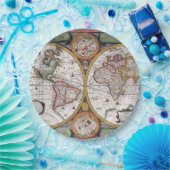 Antiek oude kaart geïnspireerd (12) papieren bordje (Feest)