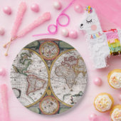 Antiek oude kaart geïnspireerd (12) papieren bordje (Feest)