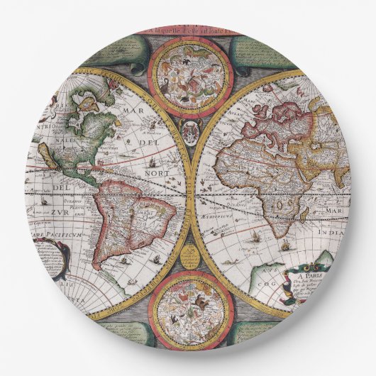 Antiek oude kaart geïnspireerd (12) papieren bordje (Voorkant)