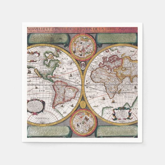 Antiek oude kaart geïnspireerd (12) servet (Voorkant)