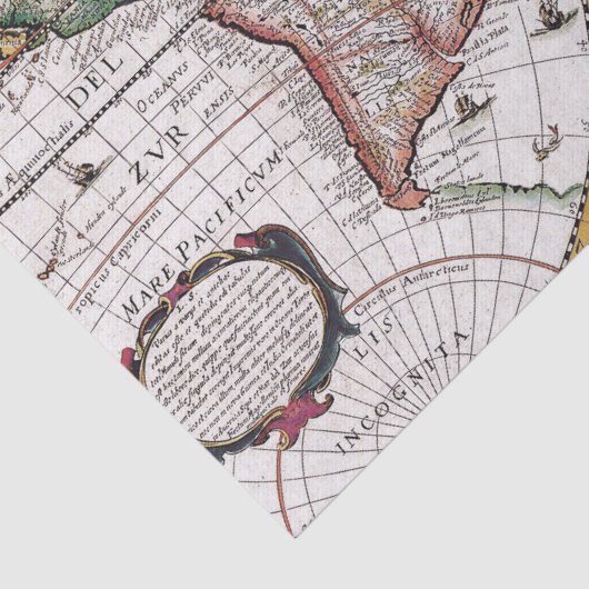 Antiek oude kaart geïnspireerd (12) tissuepapier (Detail)