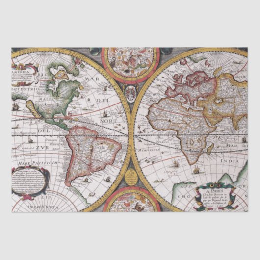 Antiek oude kaart geïnspireerd (12) tissuepapier (Voorkant)