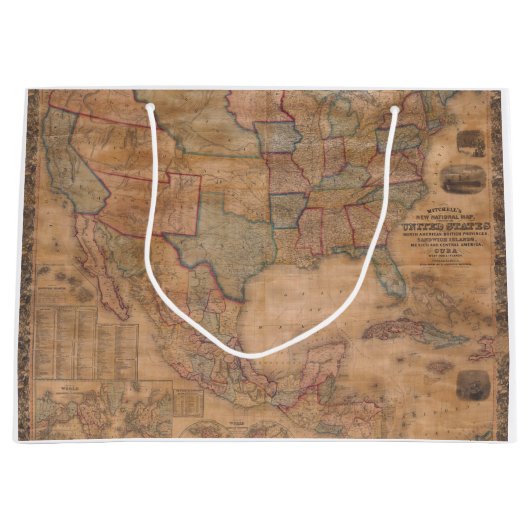 Antiek oude kaart geïnspireerd (13) groot cadeauzakje (Voorkant)