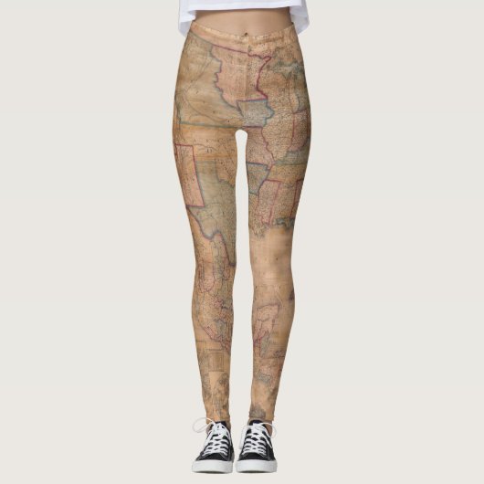 Antiek oude kaart geïnspireerd (13) leggings (Voorkant)