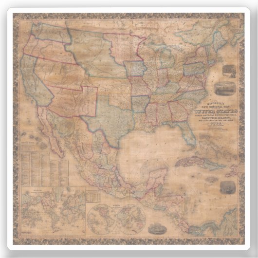 Antiek oude kaart geïnspireerd (13) sticker (Voorkant)