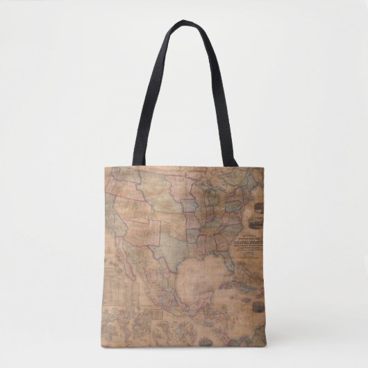Antiek oude kaart geïnspireerd (13) tote bag (Voorkant)