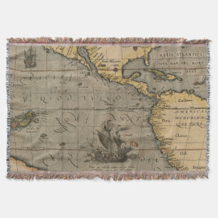 Antiek oude kaart geïnspireerd (14) Bagagelabel Deken