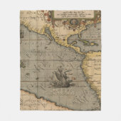 Antiek oude kaart geïnspireerd (14) Bagagelabel Fleece Deken (Voorkant)