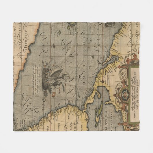 Antiek oude kaart geïnspireerd (14) Bagagelabel Fleece Deken (Voorkant (Horizontaal))