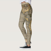 Antiek oude kaart geïnspireerd (14) Bagagelabel Leggings (Links)