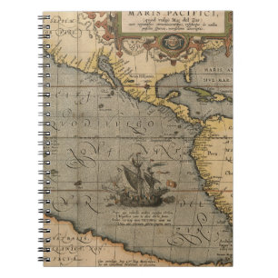 Antiek oude kaart geïnspireerd (14) Bagagelabel Notitieboek