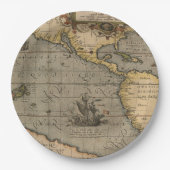 Antiek oude kaart geïnspireerd (14) Bagagelabel Papieren Bordje (Voorkant)