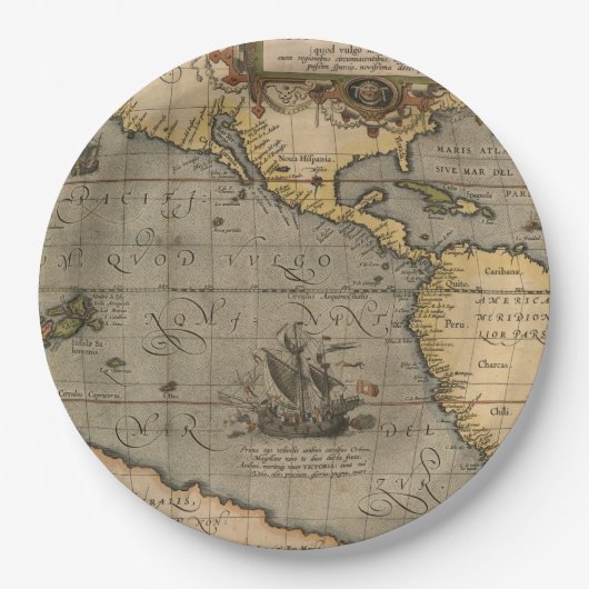 Antiek oude kaart geïnspireerd (14) Bagagelabel Papieren Bordje (Voorkant)