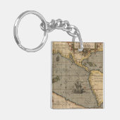 Antiek oude kaart geïnspireerd (14) Bagagelabel Sleutelhanger (Voorkant Links)