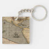 Antiek oude kaart geïnspireerd (14) Bagagelabel Sleutelhanger (Achterkant)