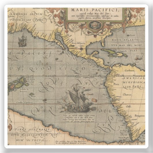 Antiek oude kaart geïnspireerd (14) Bagagelabel Sticker (Voorkant)