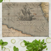 Antiek oude kaart geïnspireerd (14) Bagagelabel Theedoek (Gevouwen)