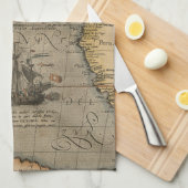 Antiek oude kaart geïnspireerd (14) Bagagelabel Theedoek (Quarter Fold)