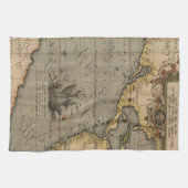 Antiek oude kaart geïnspireerd (14) Bagagelabel Theedoek (Horizontaal)