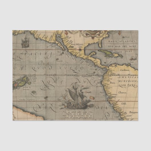 Antiek oude kaart geïnspireerd (14) Bagagelabel Tissuepapier (Voorkant)