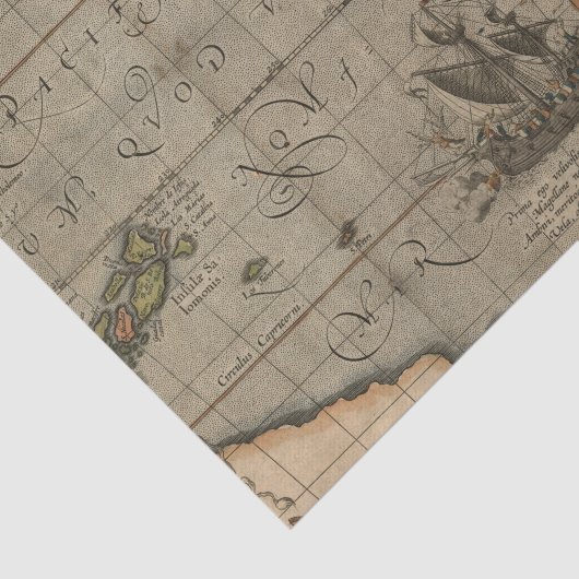 Antiek oude kaart geïnspireerd (14) Bagagelabel Tissuepapier (Detail)