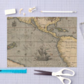 Antiek oude kaart geïnspireerd (14) Bagagelabel Tissuepapier (Craft)