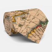 Antiek oude kaart geïnspireerd (1) stropdas (Opgerold)