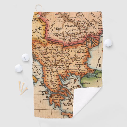 Antiek oude kaart geïnspireerd (2) golfhanddoek (Insitu)