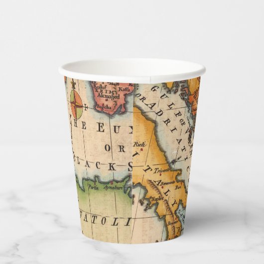 Antiek oude kaart geïnspireerd (2) papieren bekers (Rechts)