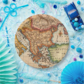 Antiek oude kaart geïnspireerd (2) papieren bordje (Feest)