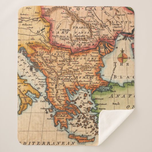 Antiek oude kaart geïnspireerd (2) sherpa deken (Voorkant)