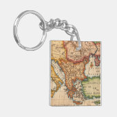 Antiek oude kaart geïnspireerd (2) sleutelhanger (Voorkant Links)