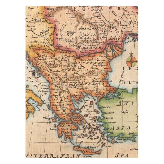 Antiek oude kaart geïnspireerd (2) tafelkleed (Voorkant)