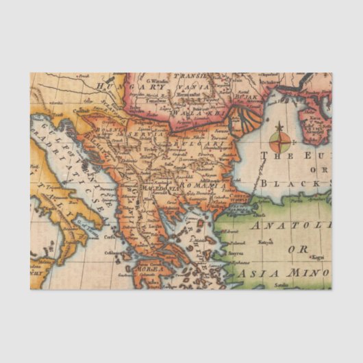 Antiek oude kaart geïnspireerd (2) tissuepapier (Voorkant)