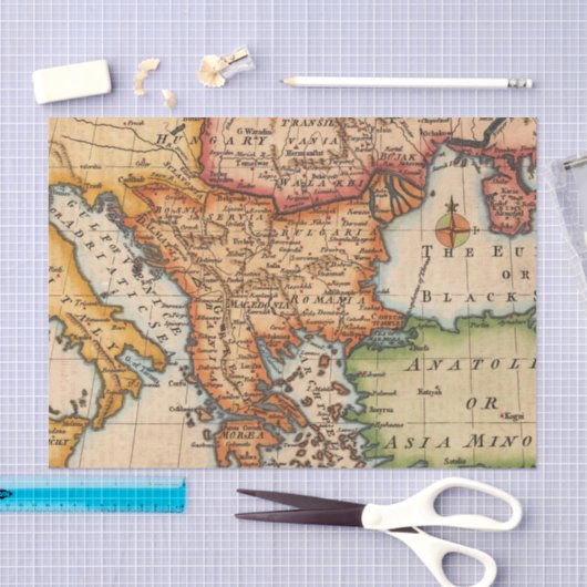 Antiek oude kaart geïnspireerd (2) tissuepapier (Craft)