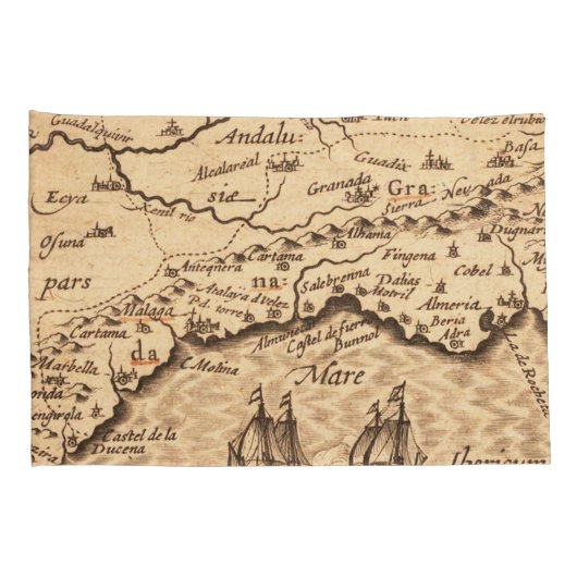 Antiek oude kaart geïnspireerd (3) kussensloop (Achterkant-Rechts)