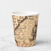 Antiek oude kaart geïnspireerd (3) papieren bekers (Voorkant)