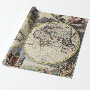 Antiek oude kaart geïnspireerd (4) cadeaupapier