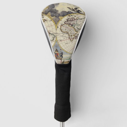 Antiek oude kaart geïnspireerd (4) golfheadcover (Voorkant)