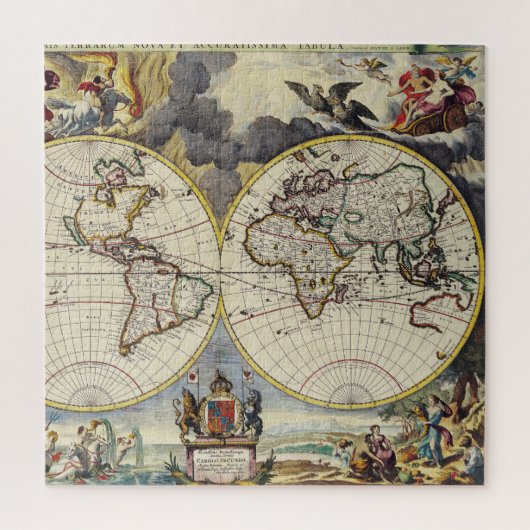 Antiek oude kaart geïnspireerd (4) legpuzzel (Verticaal)