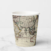 Antiek oude kaart geïnspireerd (4) papieren bekers (Achterkant)